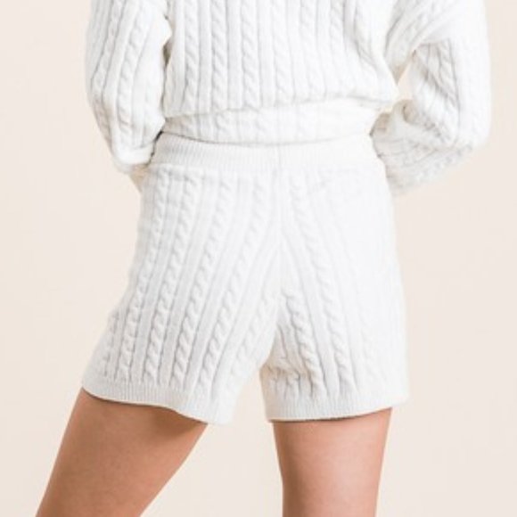 Cable Knit Soft Chenille Lounge Set IVORY - Picture 6 of 13